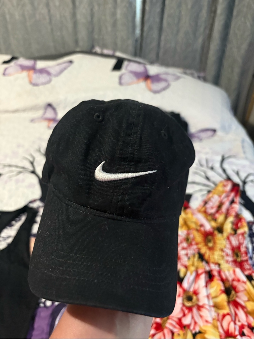 Nike Black Baseball Cap with White Swoosh